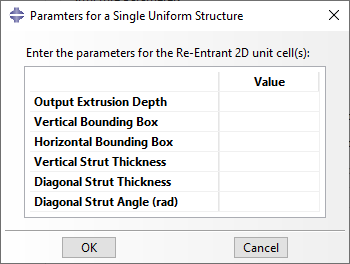 Structure Parameters pop-up window for a uniform (single) structure.